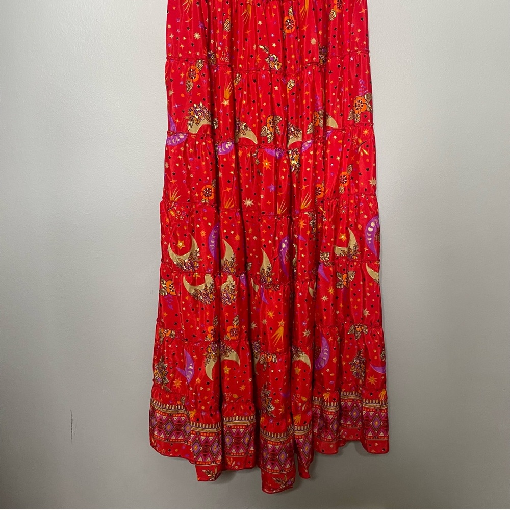 Vibrant Strapless Red Paisley Dress - Picture 11 of 12